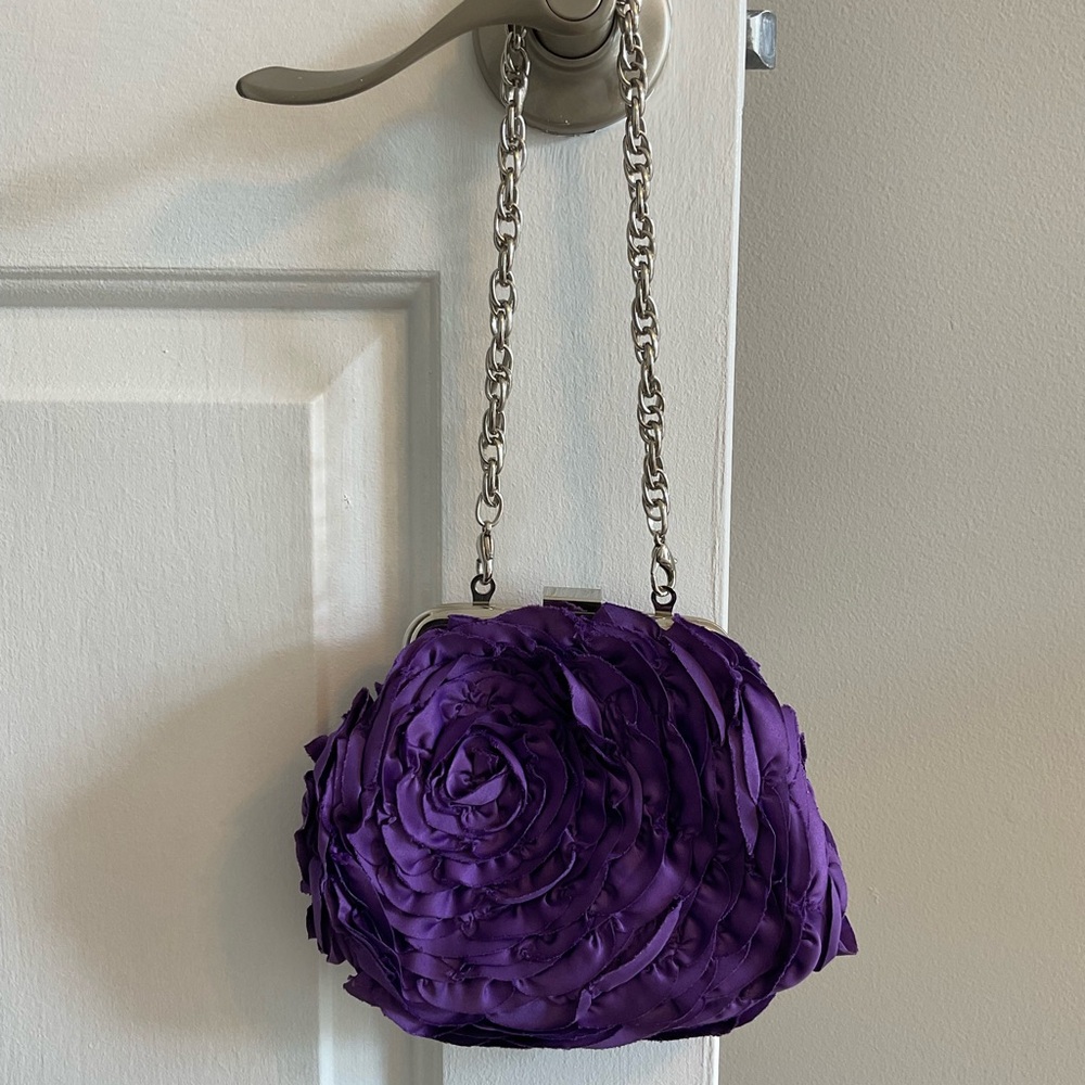 White House Black Market Purple Floral Evening Bag for Prom or Wedding Guest